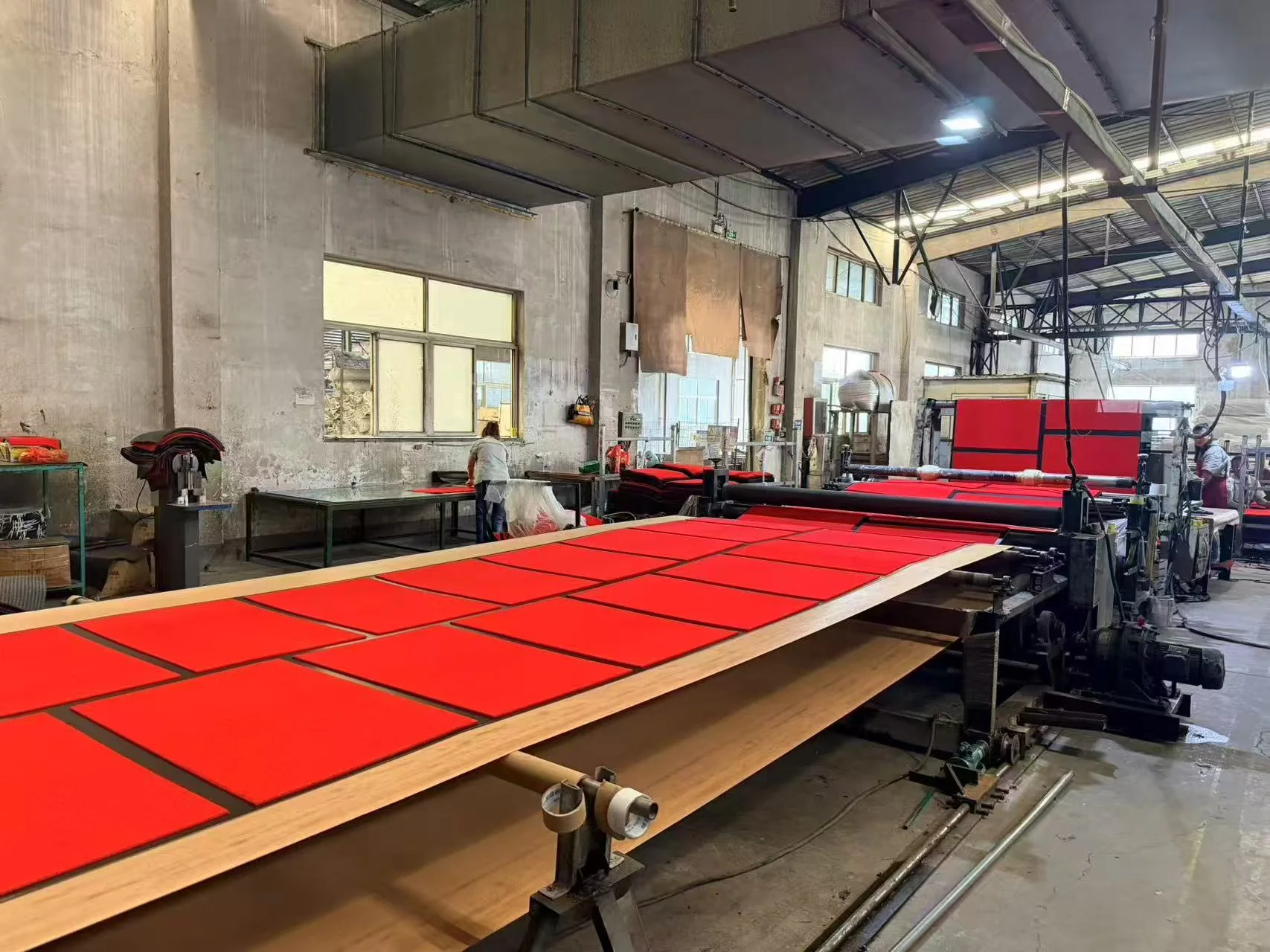 PVC mat manufacturing equipment inside the factory