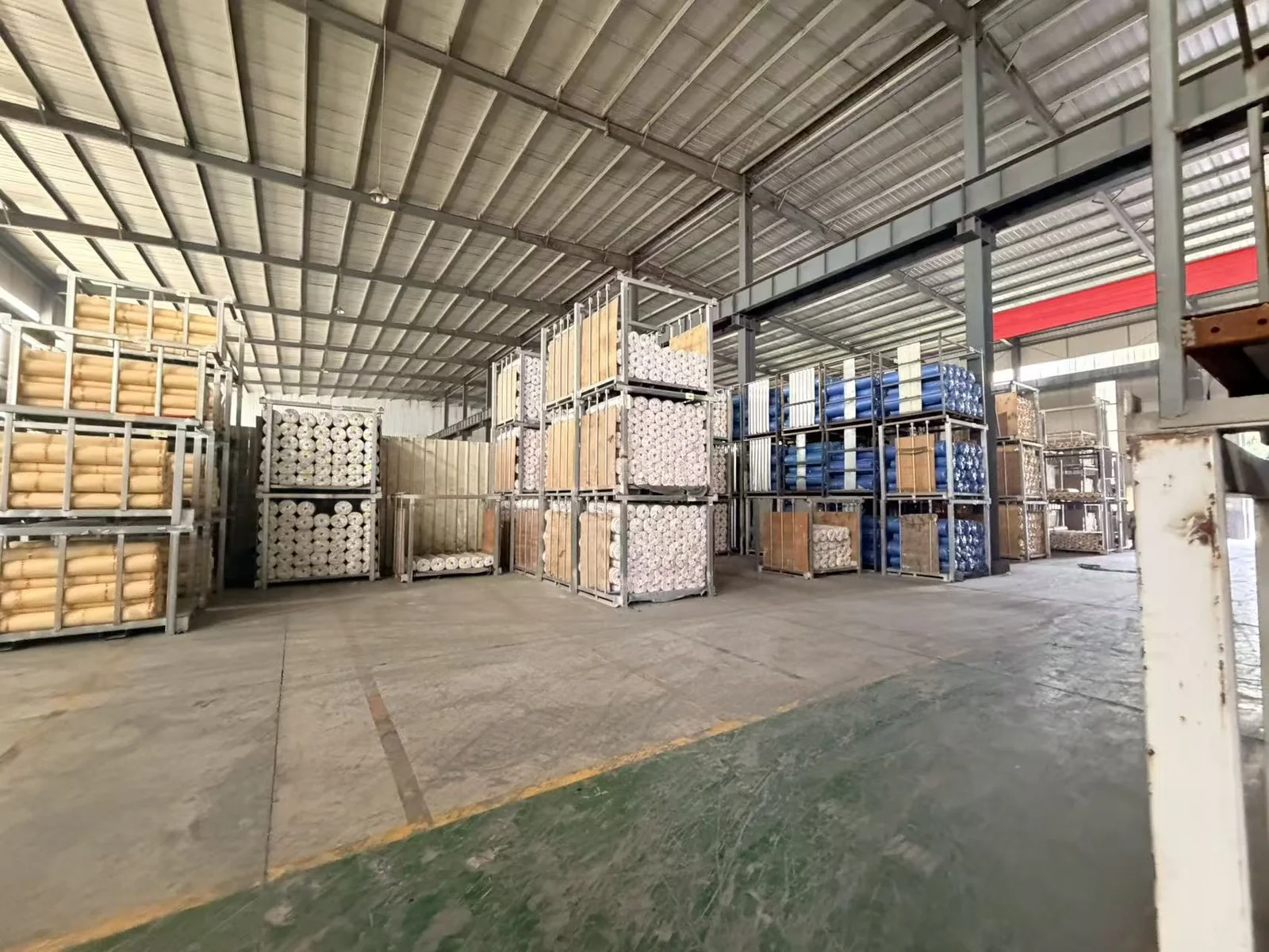 PVC mat warehouse with rack storage